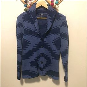 Chaps Southwestern Tribal Cowl Neck Navy cardigan large
